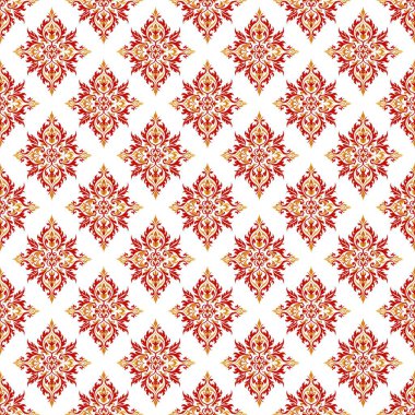 Kırmızı ve beyaz süs. Doğulu elementlerin kusursuz deseni.