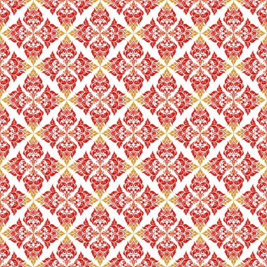 Beyaz arka planda çiçekli kırmızı, pürüzsüz desen. vektör.