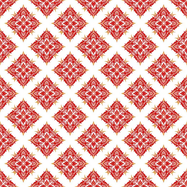Kırmızı ve beyaz çiçeklerin kusursuz deseni, vektör illüstrasyonu