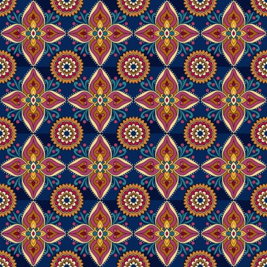 Etnik çiçek seamless modeli. Soyut dekoratif desen