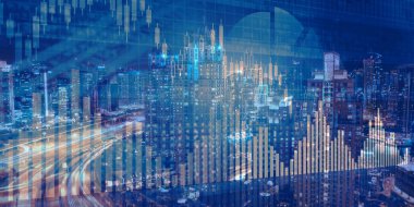 Gökdelenler, duvar kağıtları, çift pozlu eski şehir haritası. Finansal araştırma kavramı.