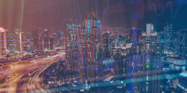 Gökdelenler, duvar kağıtları, çift pozlu eski şehir haritası. Finansal araştırma kavramı.