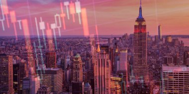 New York, ABD - Eylül 29, 22: 18: New York, New York şehri gece manzaralı. konsept