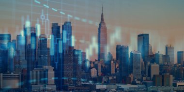 Los Angeles şehrinin arka plan, ön plan ve yatırım konsepti üzerine yaratıcı soyut finansal grafiğin iki katına çıkarılması