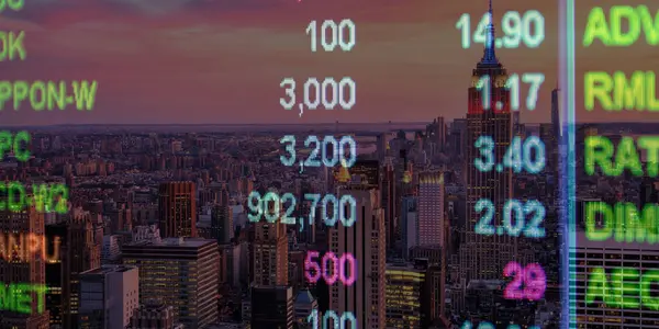 Gece gökyüzü arkaplanlı borsa grafiği