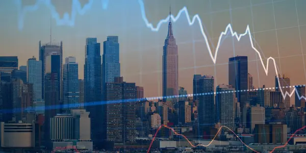 Borsa haritası ve borsa ticaret merkezi ile finansal grafik. finans ekonomisi için önx ticaret.