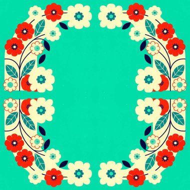 Geleneksel Ukrayna tarzındaki çiçeklerden çerçeve.