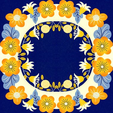 Kusursuz desen. Ukrayna geleneksel çiçekleri. mavi