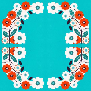 Renkli yuvarlak çiçek süsü, vektör