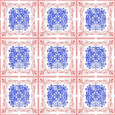 Mavi ve beyaz karolardan oluşan kusursuz bir vektör dizisi