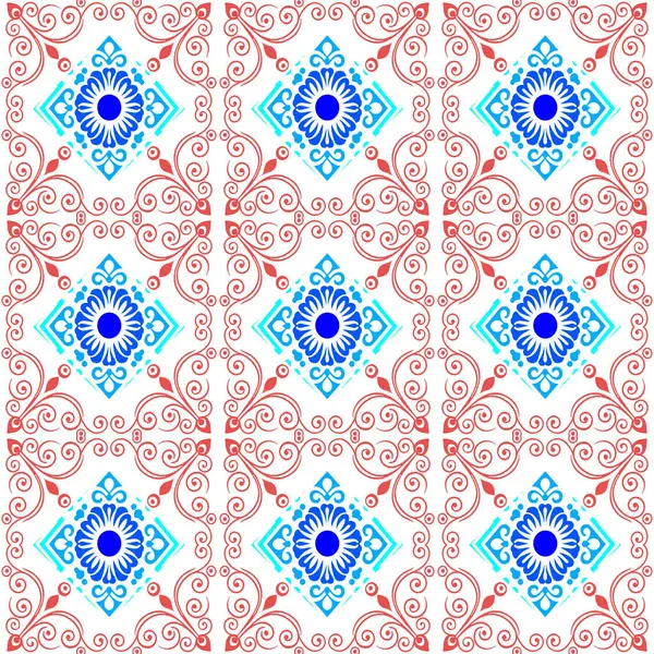 Kusursuz desen. Mandalas ile mavi ve beyaz arkaplan