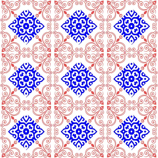 Portekiz azulejos, geleneksel dikişsiz desen. vektör illüstrasyonu