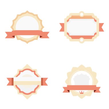 Kurdeleli ve rozetli klasik rozetler ve etiketler.