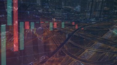 Karanlık şehir manzarası arka planında ön x grafiğinin çifte pozlandırılması