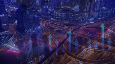 Parlayan neon ışıkları olan soyut teknoloji arkaplanı