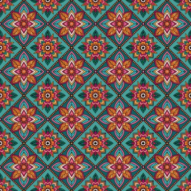 Vektör soyut etnik el kusursuz desen çizdi.