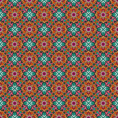 Soyut çiçekler ve vektörle kusursuz desen