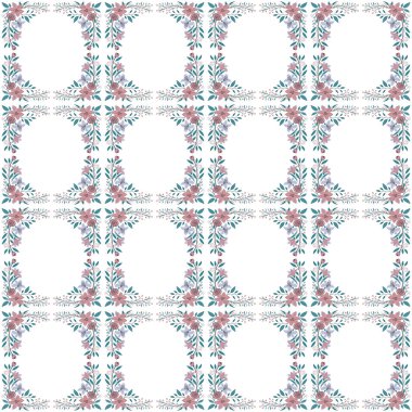 Beyaz arka planda çiçekleri olan kusursuz bir desen. Vektör illüstrasyonu.