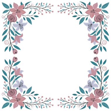 Vektör el çizilen çerçeve çiçek