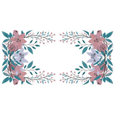 Güllü ve dallı çiçek kartı.