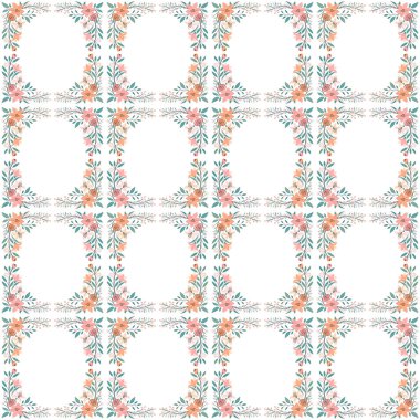 Beyaz arka planda klasik çiçek deseni