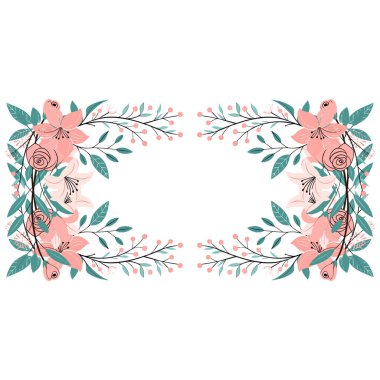 Kartpostal ve davetiye için güzel çiçek süslerinin vektör çizimi. el çizimi