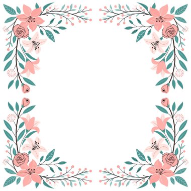 Güllü çiçekli çerçeve