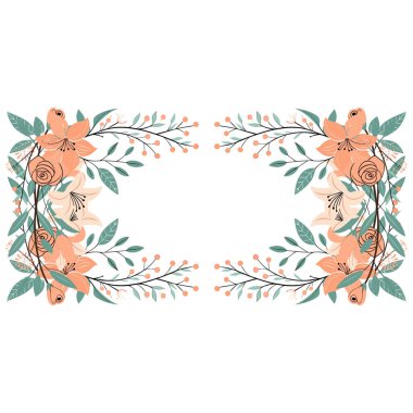 güzel çiçek çerçevesi, vektör illüstrasyon tasarımı