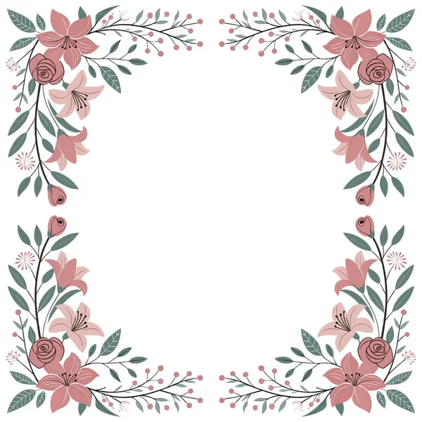 çiçek ve yaprakları izole simge vektör illüstrasyon tasarımı ile çerçeve