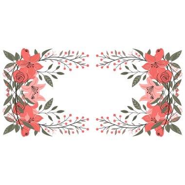 Kırmızı ve siyah güllü çiçek bayrağı, suluboya