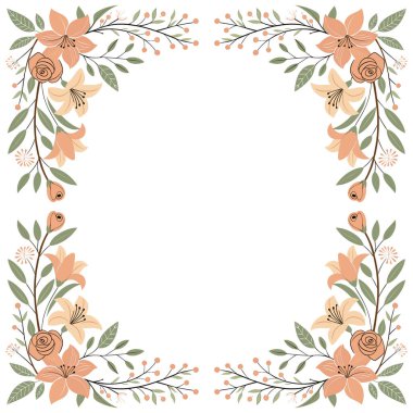 suluboya çiçek tasarımı çerçevesi