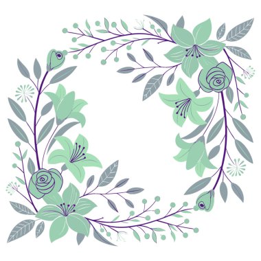 Güzel çiçekler ve yapraklar vektör çizimi