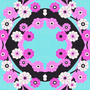 Soyut çiçeklerle kusursuz desen