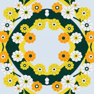 Çiçek süslemeli vektörsüz desen.