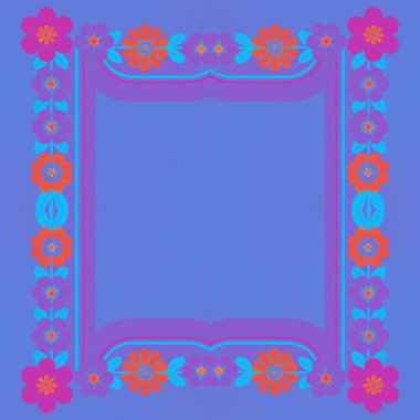 Mavi ve pembe arkaplanlı vektör çiçek kartı