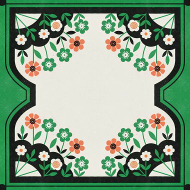 Çiçekli vektör vintage çerçeve