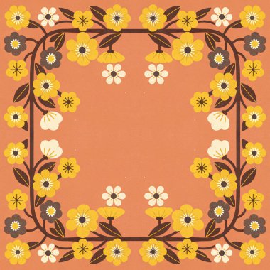 Çiçek ve yapraklı, çiçeksiz desen. vektör arkaplanı