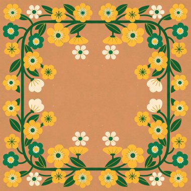 Çiçek ve yapraklı çiçek çerçevesi