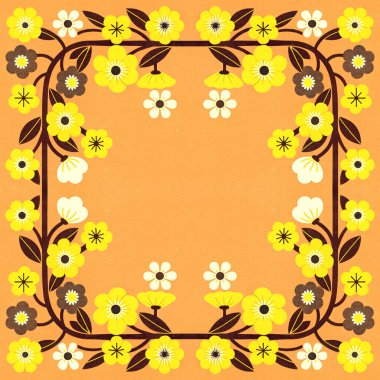 Kahverengi arka planda soyut çiçek deseni. Doğum günü ya da düğün davetiyesi konsepti.