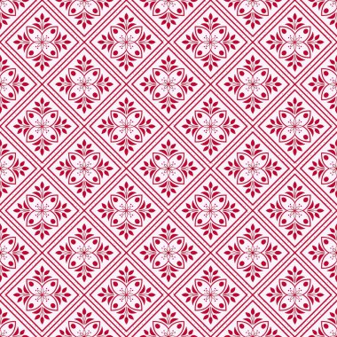 Kırmızı ve beyaz elementlerle kusursuz desen.