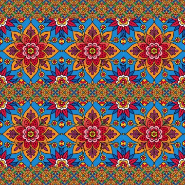 Kusursuz etnik çiçek deseni, vektör sanat çizimi