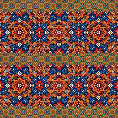 Mavi arka planda Ukrayna çiçekleriyle kusursuz desen.