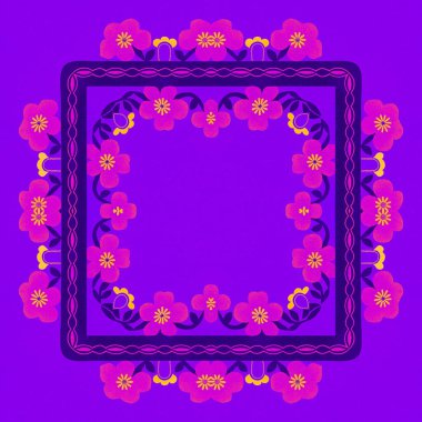 Mor arkaplanda soyut çiçek süsü