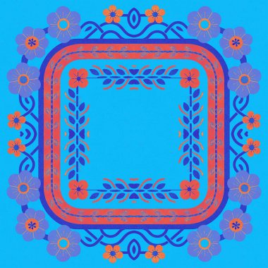 Tarzındaki etnik çiçek süsü. Tekstil tasarımı ve diğer baskılar için vektörsüz desen, web tasarımı