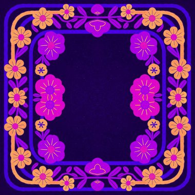 Çiçekli çerçeve. Çiçek süsü..
