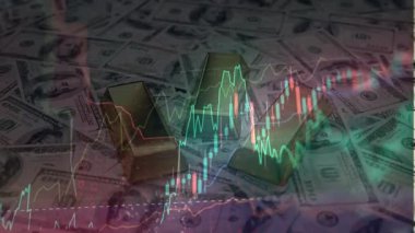 Haritada dolar ve finansal geçmişi olan ön x çizelgesi. Mali konsept. 3d illüstrasyon