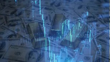 Soyut teknoloji arka planına sahip dolar sembolünün dijital bileşimi