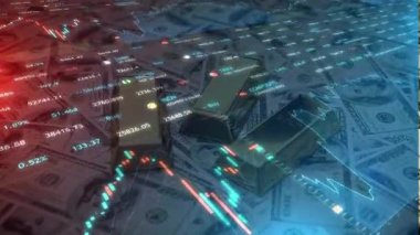 Yüksek kalitede dijital arkaplan üzerine düşen paranın 3 boyutlu resimlendirmesi