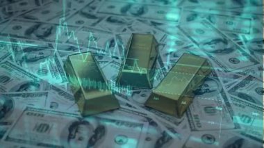 Siyah arkaplanda altın külçeler