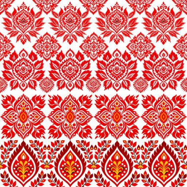 kırmızı çiçekli etnik desen.
